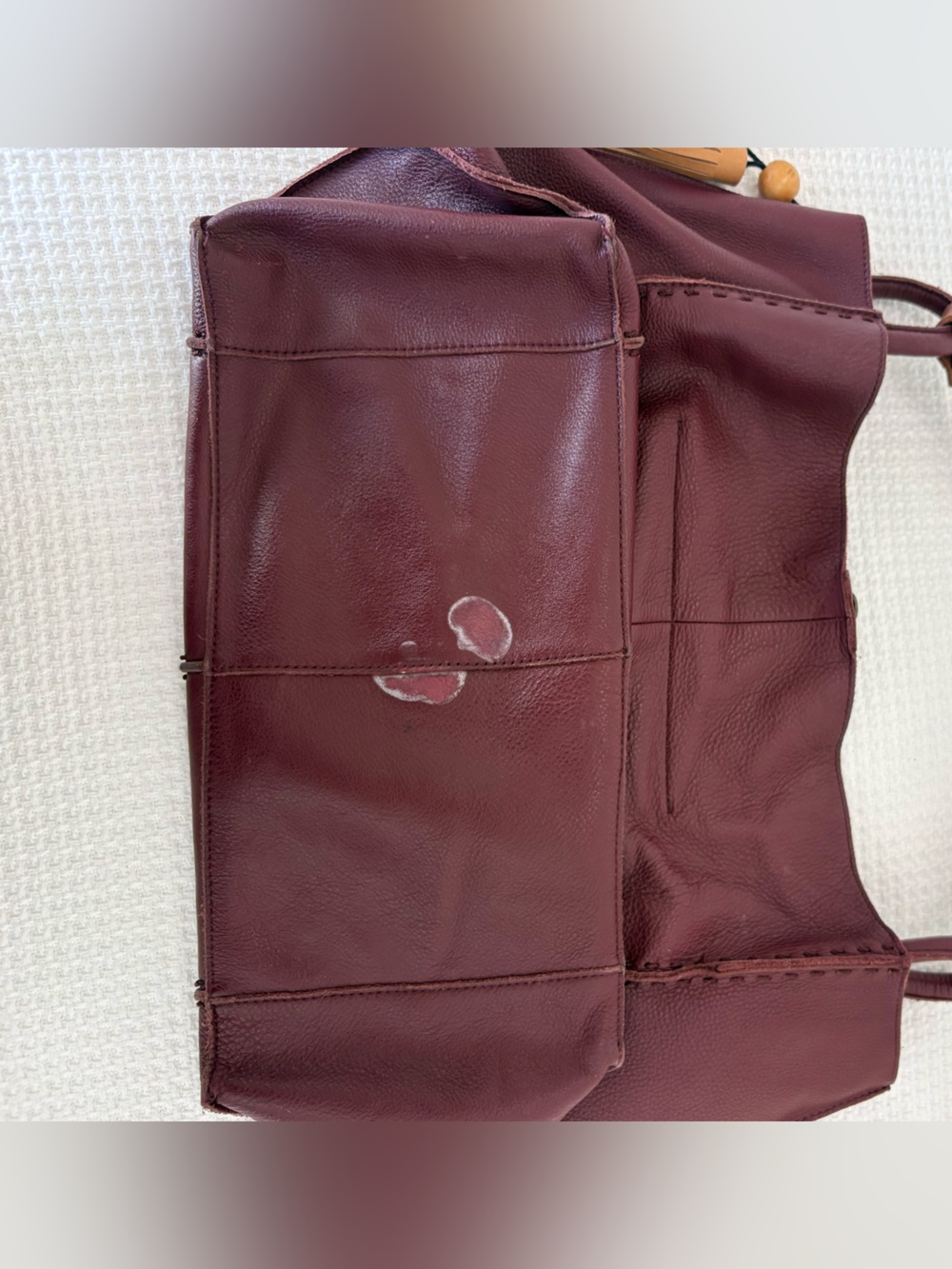 The Sak Los Feliz Burgundy Leather Tote Bag with Tassel - Picture 9 of 10